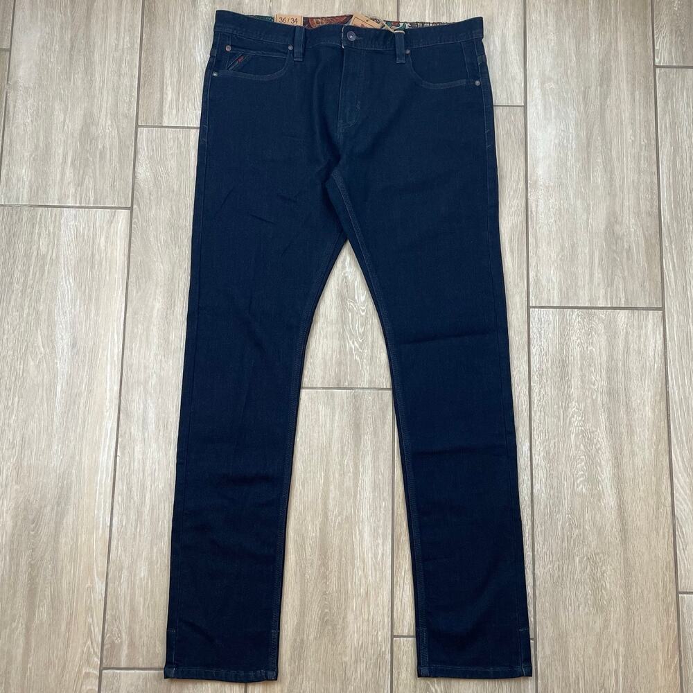 Meridian Line Momentum Jeans Mens 36x34 Slim Tapered Dark Wash Stretch NWT